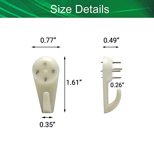 Image of 30Pcs Hardwall Hangers for Hardware Picture Hanger Invisible Nail Hangers No Damage Wall Hangers for Photo Frame Art Painting Non-Trace Drywall Stucco Concrete Hooks 1.57 inch x 0.79 inch (LxW)