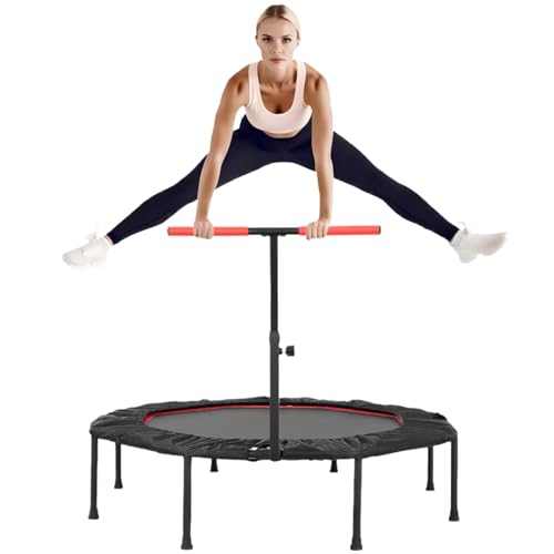 LIFERUN Mini Trampolin Indoor Erwachsene Ø128cm, Fitness Trampoline Klein,Jump Rebounder Workout,Tragfähigkeit 150kg,Stabiler Leise Gummiseilfederung,Höhenverstellbaren Griffen,Zuhause, Rot LIFERUN Mini Trampolin Indoor Erwachsene Ø128cm, Fitness Trampoline Klein,Jump Rebounder Workout,Tragfähigkeit 150kg,Stabiler Leise Gummiseilfederung,Höhenverstellbaren Griffen,Zuhause, Rot