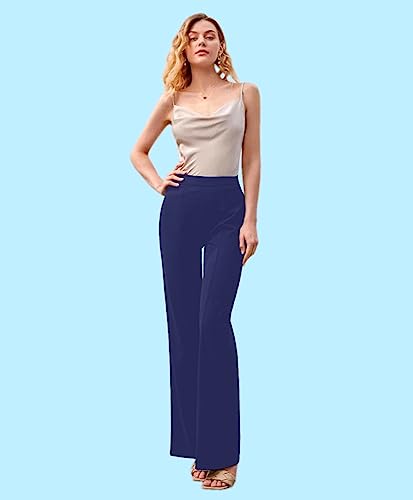 Image of Dream Beauty Fashion Women's High Waist Bell Bottom Trouser, Elastic Flared Bootcut Pants, Stretchy Parallel Leg for Casual Office Work wear (Dhoni 1)