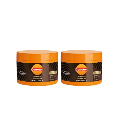 Carroten Intensive Tanning Gel | Browning Tan Accelerator | Non-Greasy, Water-Resistant with Carrot and Coconut Oil | Vitamin A & E For Moisture & Hydration | Made in Greece | 5 Fl Oz (Pack of 2)