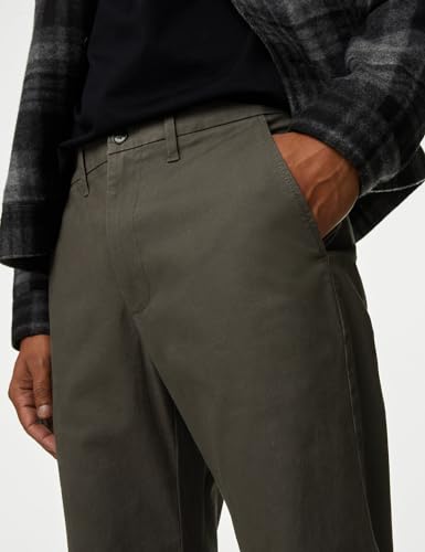 Image of Marks & Spencer Mens Solid Mid Rise Regular Fit Chinos