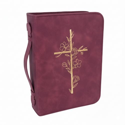 Minimalist Burgundy Gold Cross Bible Case