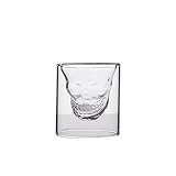 MOOFFZ Creative skull cocktail glass, personality wine glass,Double Wall Cool Beer Cup for Wine Cocktail Vodka,Home Halloween Party Bar Gift, set of 4 (25ml)