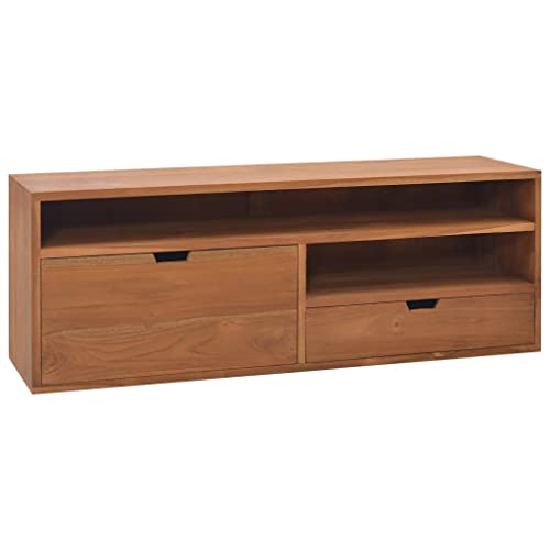 vidaXL Meuble TV Centre de Divertissement Armoire Basse Meuble de Salon Salle de Séjour Maison Intérieur 110x30x40 cm Bois de Teck Massif