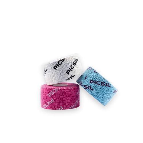 PiICSIL Tape, Cinta Adhesiva Deportiva Elástica, Vendaje Para Proteger Los Dedos, Venda Para Crosstraining, Gym, Halterofilia, Calistenia, Resistente Al Sudor Y Agua, Pack de 3 unidades