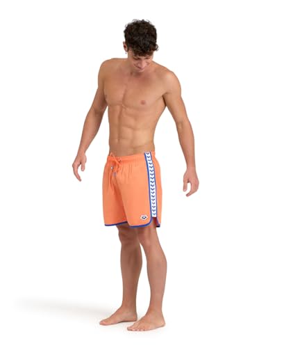 Image of Arena Men's Icons Team Stripe Beach Short Boxers Swimming Bermuda with Mesh Inner Brief, Back Pocket, Pool Beach Vacation