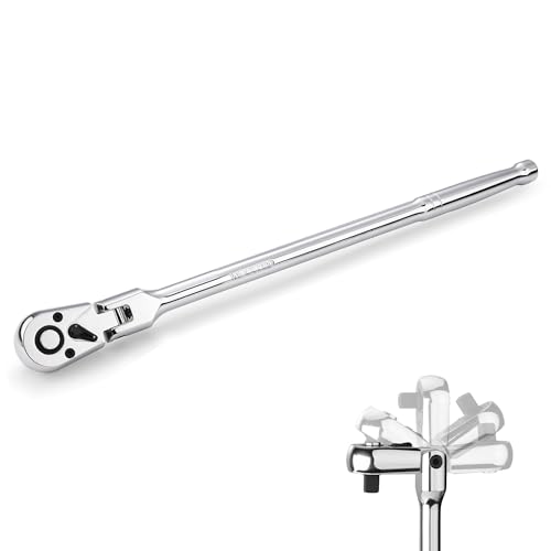 Image of WORKPRO 1 /4 inch Drive Extra Long Flex Head Ratchet, 12 Inch Long CR-V Steel Ratchet Handle with Chromium Plating, CR-MO Head, Quick Release Reversible Design, 72-Tooth