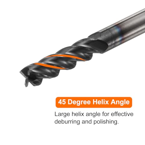 Image of HARFINGTON Carbide Square Nose End Mill Bit 1 /8 inch Cut Dia 4 Flutes TiAlN Coated Milling Cutter for Hardened Steel Metal (1 /8 inch Shank 3 /8 inch Cut Length 1-1 /2 inch Long 45 Degree Helix)