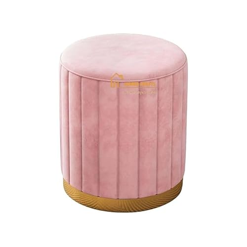 Image of Mudda Pouf Round Sitting Foot Stool for Office Room Decor, Upholstered Pouffe Puffy for Foot Rest, Ottoman Stool for Living Room Sitting Pouffes - (Pink Set of 2)