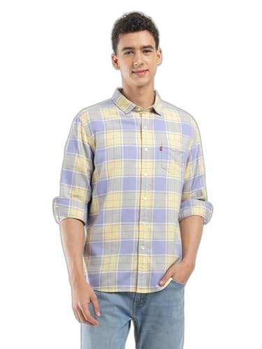 Image of Levi's Men Cotton Checkered Slim Fit Shirt