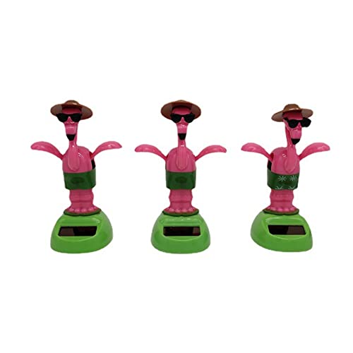 3 Stück Auto Armaturenbrett Ornament,Auto Armaturenbrett Dekoration Solar Tanzende Flamingo Spielzeuge Solar Spielzeug Wackelfiguren für Autoinnenraum Home Office Desk Decor