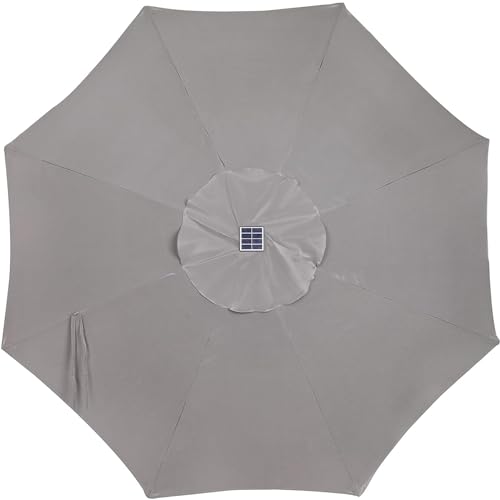 Image of Blissun 9 ft Solar Umbrella, 32 LED Lighted Patio Umbrella, Table Market Umbrella, Outdoor Umbrella for Garden, Deck, Backyard, Pool and Beach (Grey)