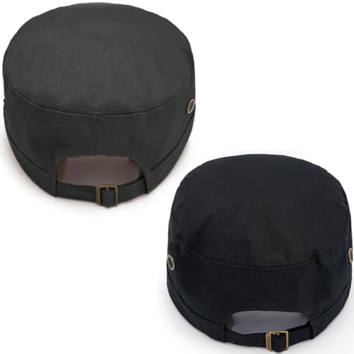 Image of Cadet Army Hat 2 Pieces Flat Top Cap Unisex Military Hat for Women Men
