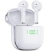 NUBBYO Bluetooth Headphones Wireless Earbuds 50Hrs Playtime with Wireless Charging Case Dual Power Display Ear Buds Touch Control Stereo Earphones in-Ear Earbuds with Mic for Phone TV Laptop White