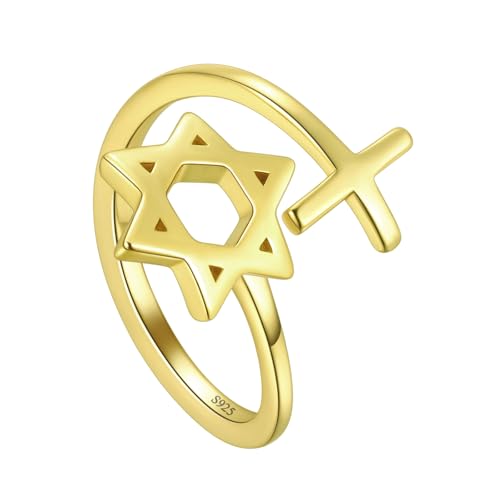Jewmon �X�^�[�����O�V���o�[ �_�r�f�̐������O �����p - ���߉\��Magen David Ring - �E�B�b�J���̂���� - ���_���l�̃M�t�g, �X�^�[�����O�V���o�[, ��΂Ȃ�