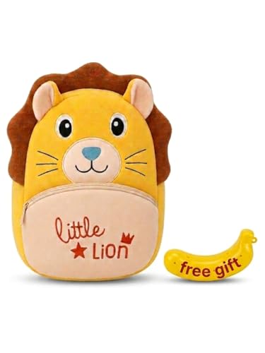Image of Cartoon Plush Kids School Bag 2-6 Years | Soft Toy Backpack for Boys & Girls | Toddler Nursery Preschool Bag | Lightweight Adjustable Straps