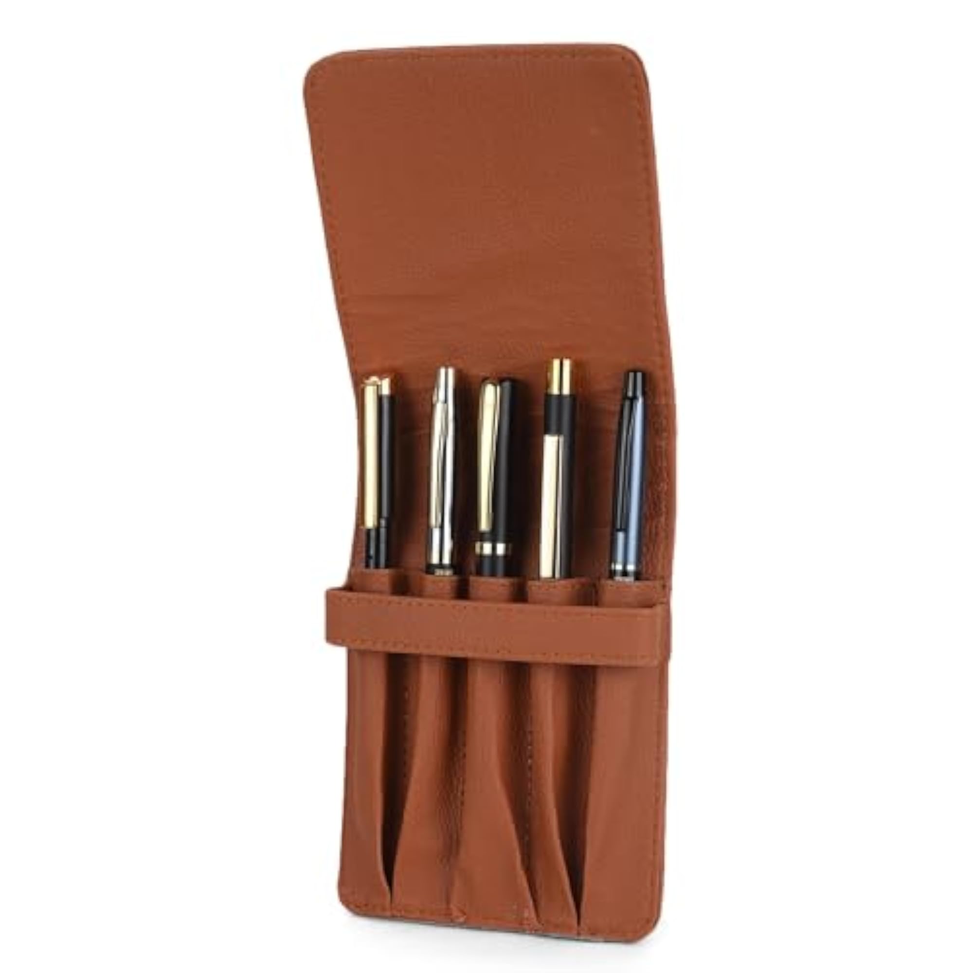 PU Leather Pen Holder for 5 Pens, Colour KP-Tan