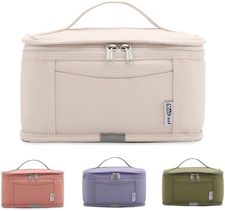 Insulated Lunch Bag Mini Lunch Box for Women Men Reusable Lunch Box Adult Leakproof Lunch Cooler Bag for Work, Picnic, Travel Off White