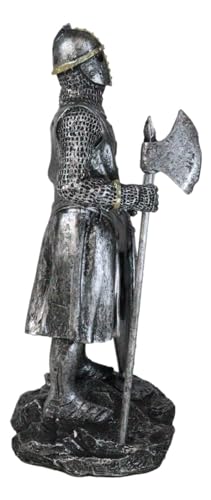 Figura medieval de caballero cruzado con hacha y escudo 7 pulgadas miniatura 6