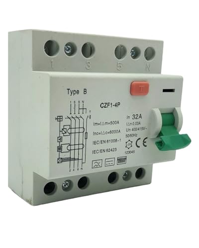 Disjoncteur Type B RCD RCCB ELCB 4P 400V 16A 30mA pour courant continu - 6