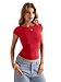EasyGala Womens Double Lined Cap Sleeve Tops Boat Neck Shirts Slim Fitted Going Out Tees Y2k Clothes Summer Basic T Shirts Red M