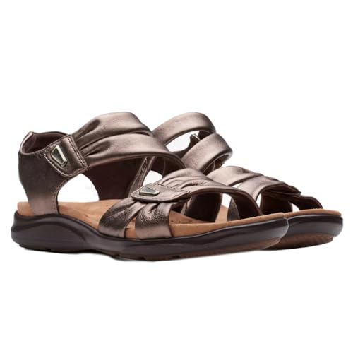 Clarks Clarks Women's Kitly Ave Flat Sandal Bronze Leather 8.5 Wide