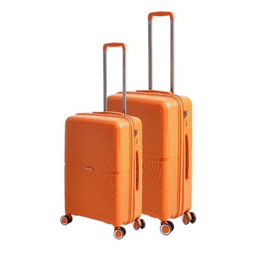 Image of Florence Trolley Bag Set of 2 | Medium 63 cm & Large 73 cm | Polypropylene Hard Luggage Suitcase | 360 Smooth Spinner Wheels | Combination Lock | Anti-Theft Zippers| Orange