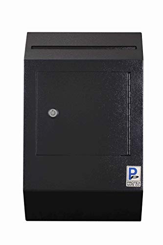 Protex Drop Box Security Lock Box (WDB-110)-Black,Heavy duty,Piano hinge, Secure suggestions, ballots, mail, money, rent checks and more