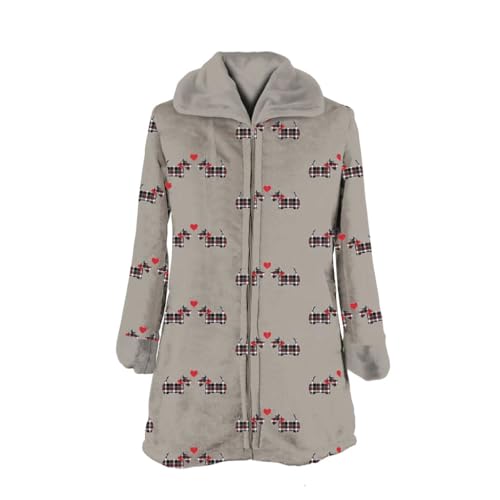 Daunex Damen-Bademantel mit Reißverschluss für Hunde, Farbe Taupe, Taupe, XL