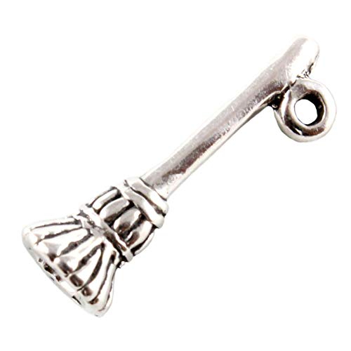 Plata esterlina del encanto de escoba de bruja