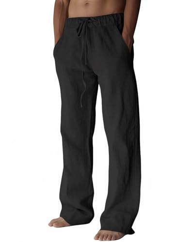 PIDOGYM Cotton Linen Drawstring Loose Pants