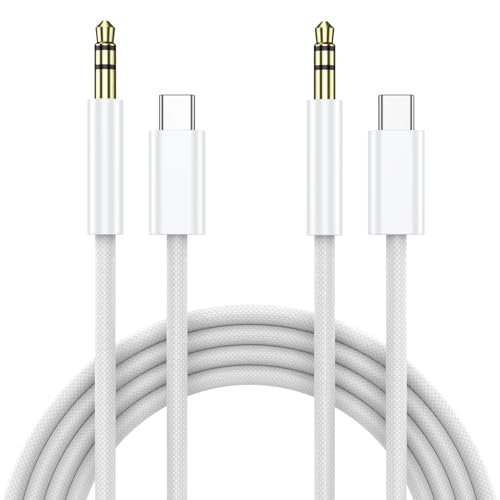 (2 Pack 4.0ft) Aux to USB C Cable Aux Cord for iPhone 17/16/15 USB C to 3.5mm Male Audio Jack Cable Compatible for Car/iPhone 16 Plus /16 Pro Max/Samsung Galaxy S23 S22 Note 20/ Pixel 5 XL