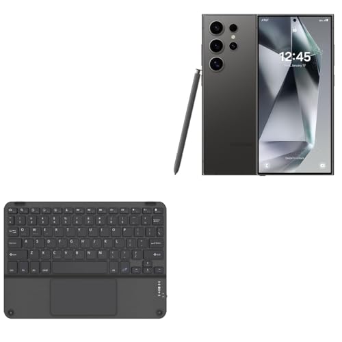 BoxWave Keyboard Compatible with Samsung Galaxy S24 Ultra - SlimKeys Bluetooth Keyboard with Trackpad, Portable Slim TouchPad - Jet Black