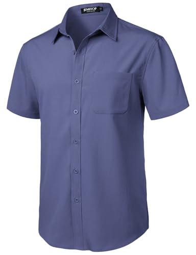 Image of JEMITOP Mens Stretch Wrinkle Free Texture Shirts