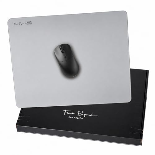 flash Beyond Pro Glass Gaming Mouse Pad, Electroplated Hard Glass Mousepad, Sleeve-Free Smooth Glide, Reduced Skin Drag, High-Stability Base, Graphite Gray