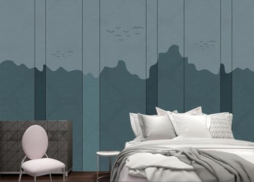 Papier peint panoramique 3d moderne bleu art géométrique - 4