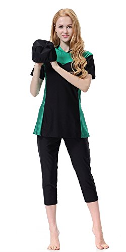 Maillot de bain musulman rash guard vert pour nager et surfer en toute pudeur
