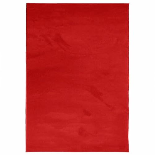 Tapis à poils courts rouge Oviedo 200x280 en polyester texture douillette - 3