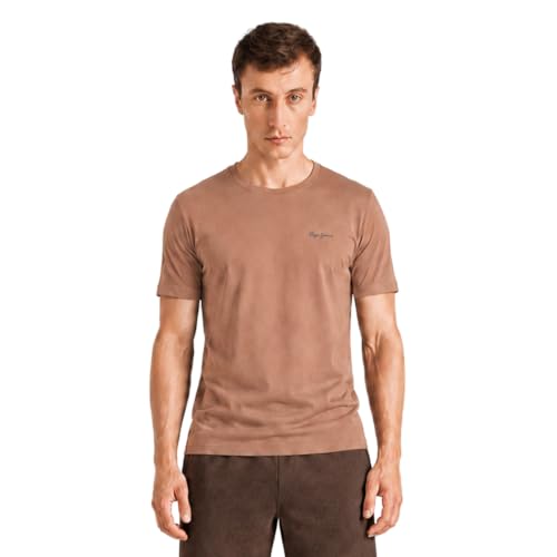 Image of Pepe Jeans Men's Solid 100% Cotton Regular Fit T-Shirt | Classic Everyday Basic Tee for Casual Soft Breathable Cotton Fabric | Round Neck | Short Sleeves | Comfortable All-Day Wear