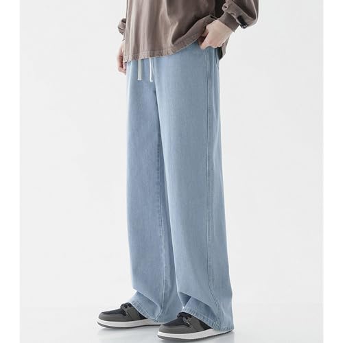 Loose Fit Jeans for Men Mens Straight Leg Jeans Street Hip-Hop Jean Motorcycle Style with Pockets4