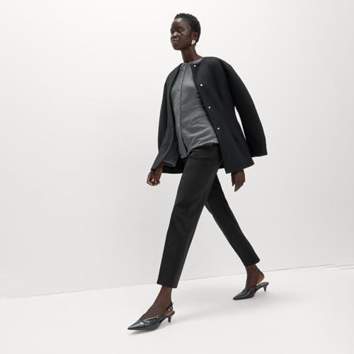 Image of Marks & Spencer Solid Black Polyester Womens Tapered Ankle Grazer Trousers