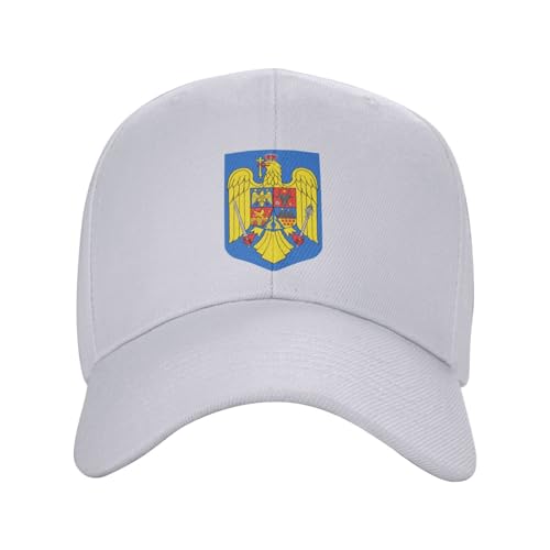 Casquettes de Roumanie pour homme et femme - Armoiries de la Roumanie - Casquette de baseball réglable - Chapeaux de camionneur pour papa, blanc, Taille unique
