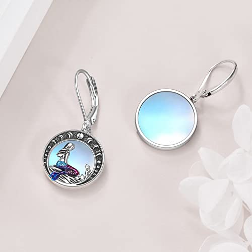 Owl/Dragon/Wolf/Mermaid/Bear/Fox Earrings Sterling Silver Abalone Shell Dangle Earrings Jewelry Gifts for Women Teen Girls Mother Friends Girlfriend4