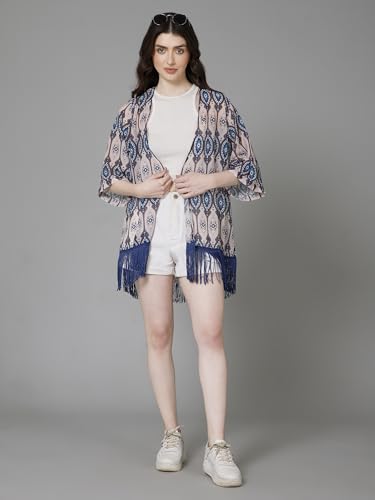 Image of PURYS Floral Print Shrug for Women | Lightweight Georgette Kimono| Versatile Casual Shrug for Layering and Summer Fashion