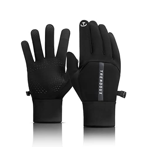 TRENDOUX Touchscreen Gloves, Knit 360° Whole Palm Touch Screen Winter Glove Men Women Texting Smartphone Driving - Anti-Slip Silicone Gel - Thermal Soft Wool Lining - Warm in Cold Weather - Black - M