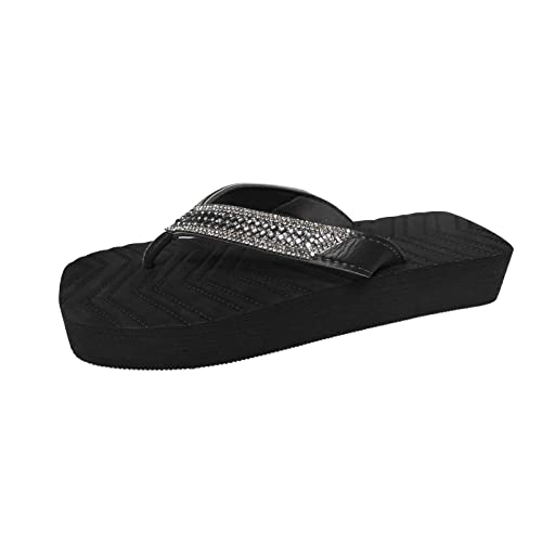 Genérico Sandalias Mujer Cómodas Zapatillas Casa Verano de tacón con cuña y Flores, Hebilla Correa para la, Zapatos Transpirables de imitación Cerradas por (Black, 39)
