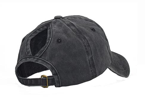 Image of Eohak Ponytail Baseball Hat Distressed Retro Washed Cotton Twill