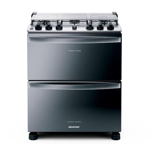 Fogão Brastemp 5 Bocas Duplo Forno Cor Inox Com Botões Removíveis E Exclusivo Aro Protetor - BFD5NCR 110V