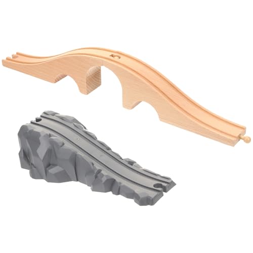 Gatuida 2個 木製おちゃ列車アクセサリー 点 軽量コンパクト設計 耐久性模型道橋 おちゃ列車橋付き 向け線路拡張パーツ 道シーン精密ディテ
