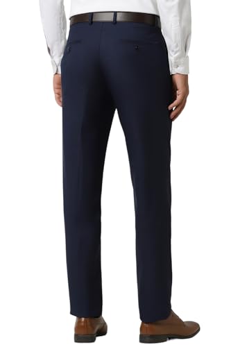 Image of Peter England Men Mid Rise Slim Fit Premium Flat Front Formal Trouser